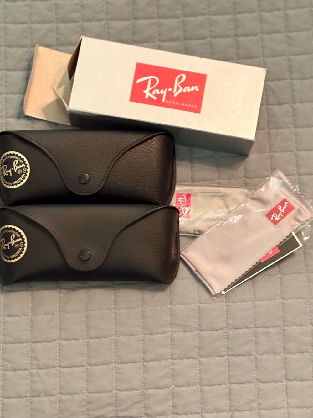 Ray-Ban Black Sunglasses Cases with Gray Cleaning Cloths - 2-Pack